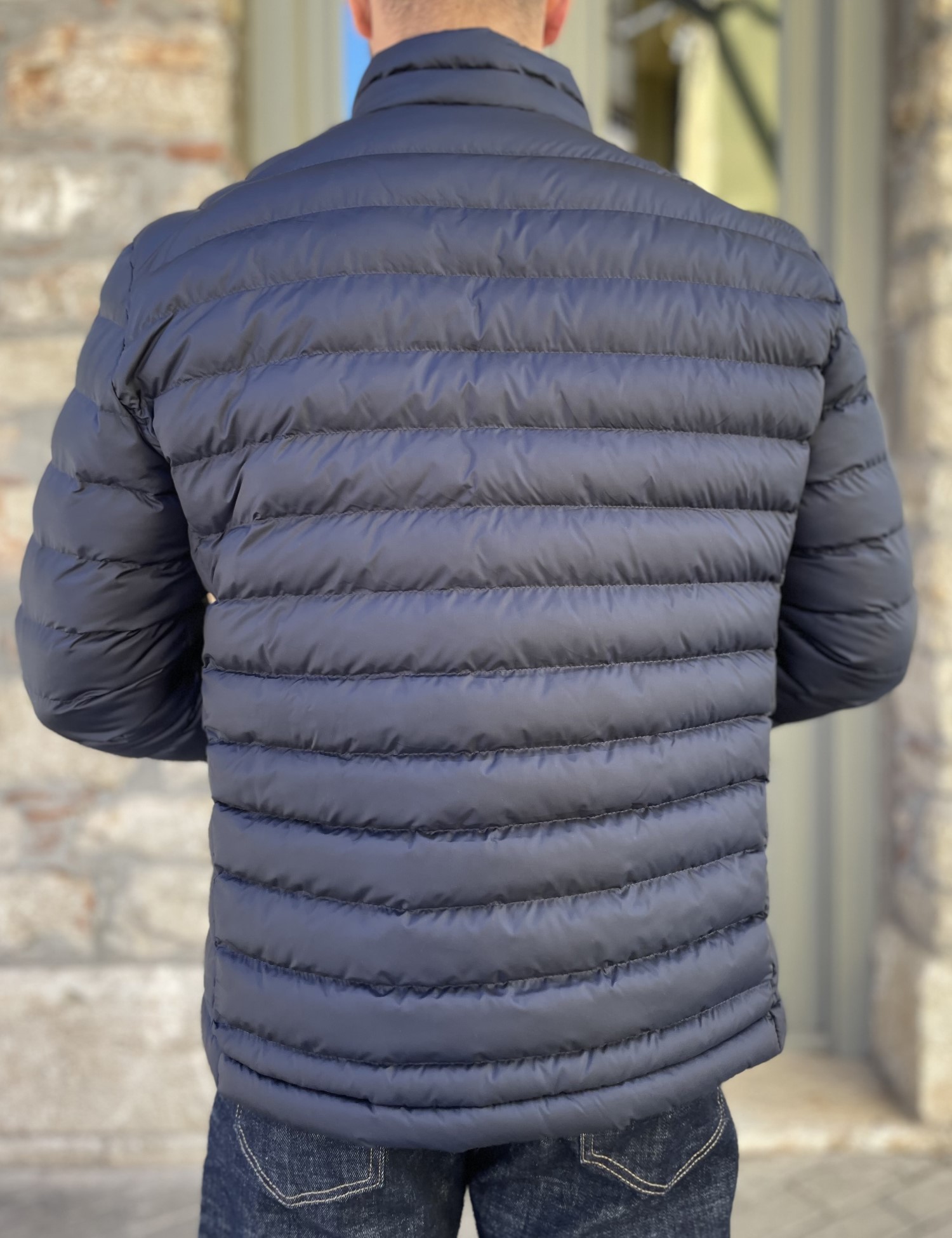 Ανδρικό μπλε καπιτονέ μπουφάν D3078B φωτογραφία